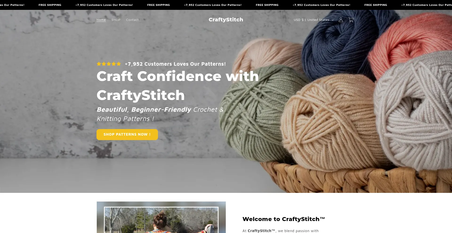 Website screenshot of Craftystitch.shop
