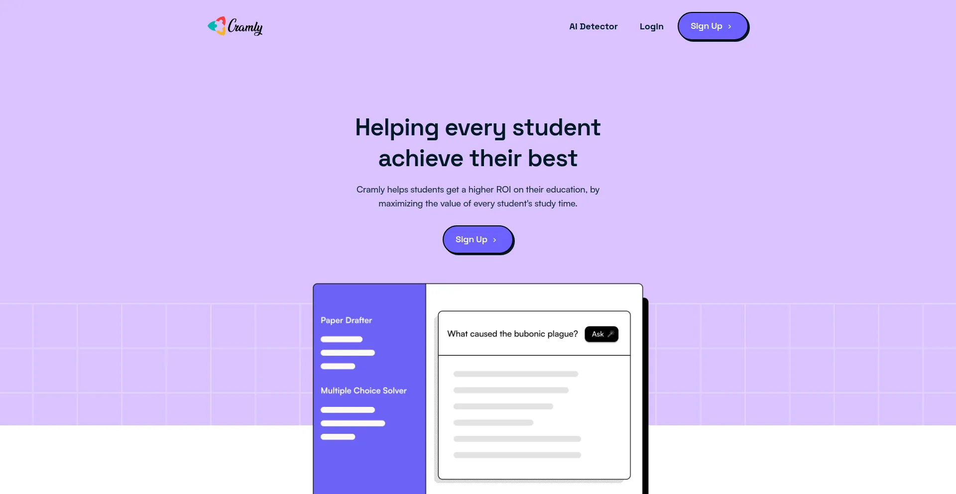 Website screenshot of Cramly.ai