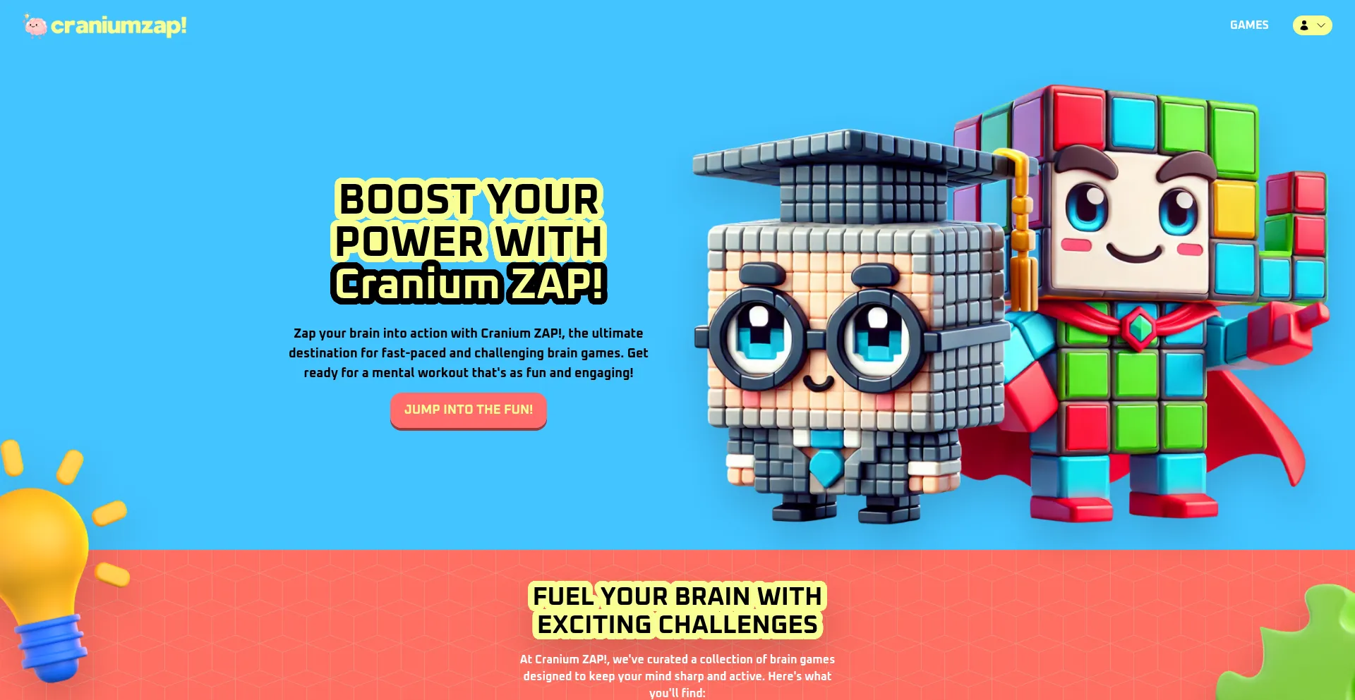 Website screenshot of Craniumzap.com