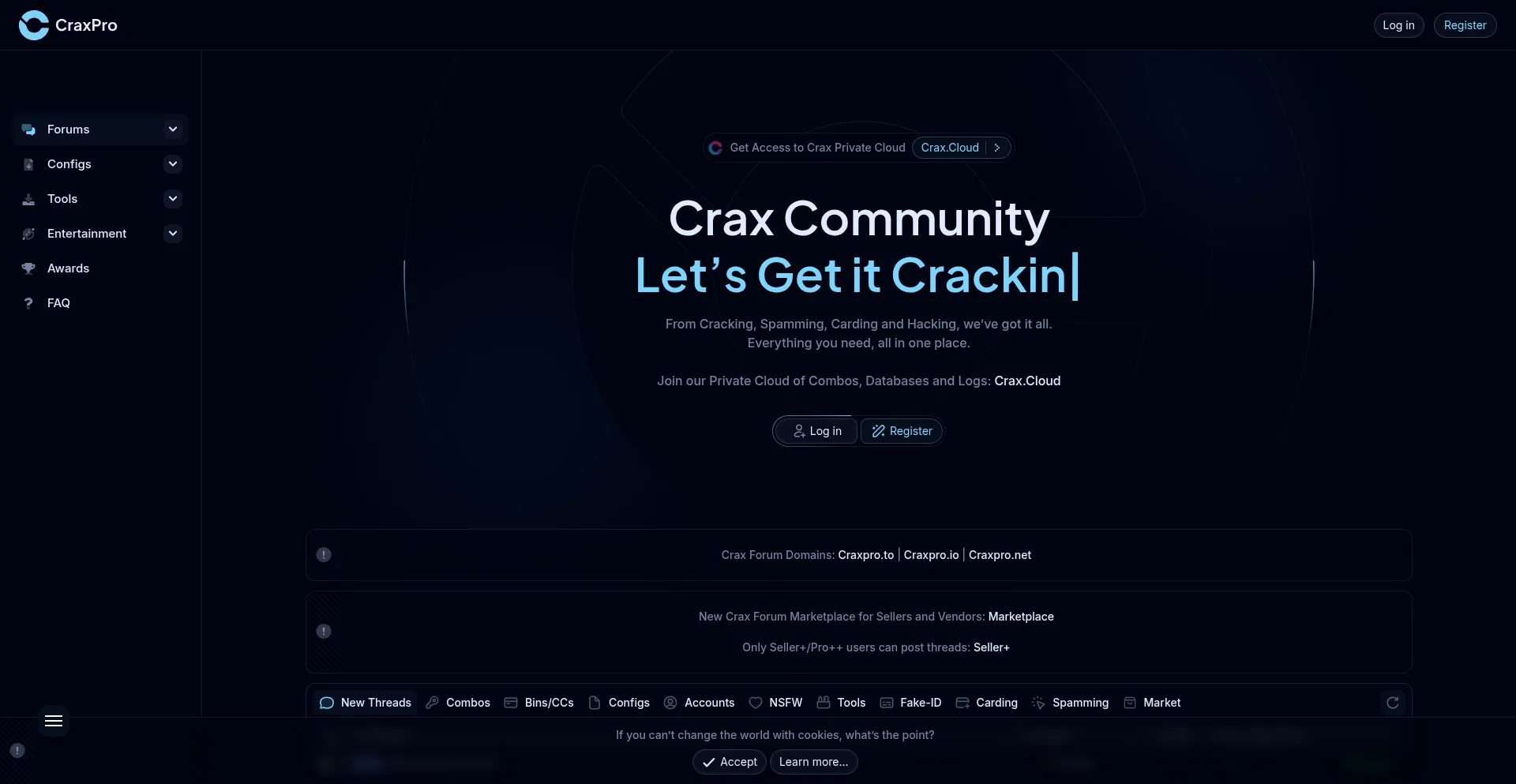 Website screenshot of Craxpro.net