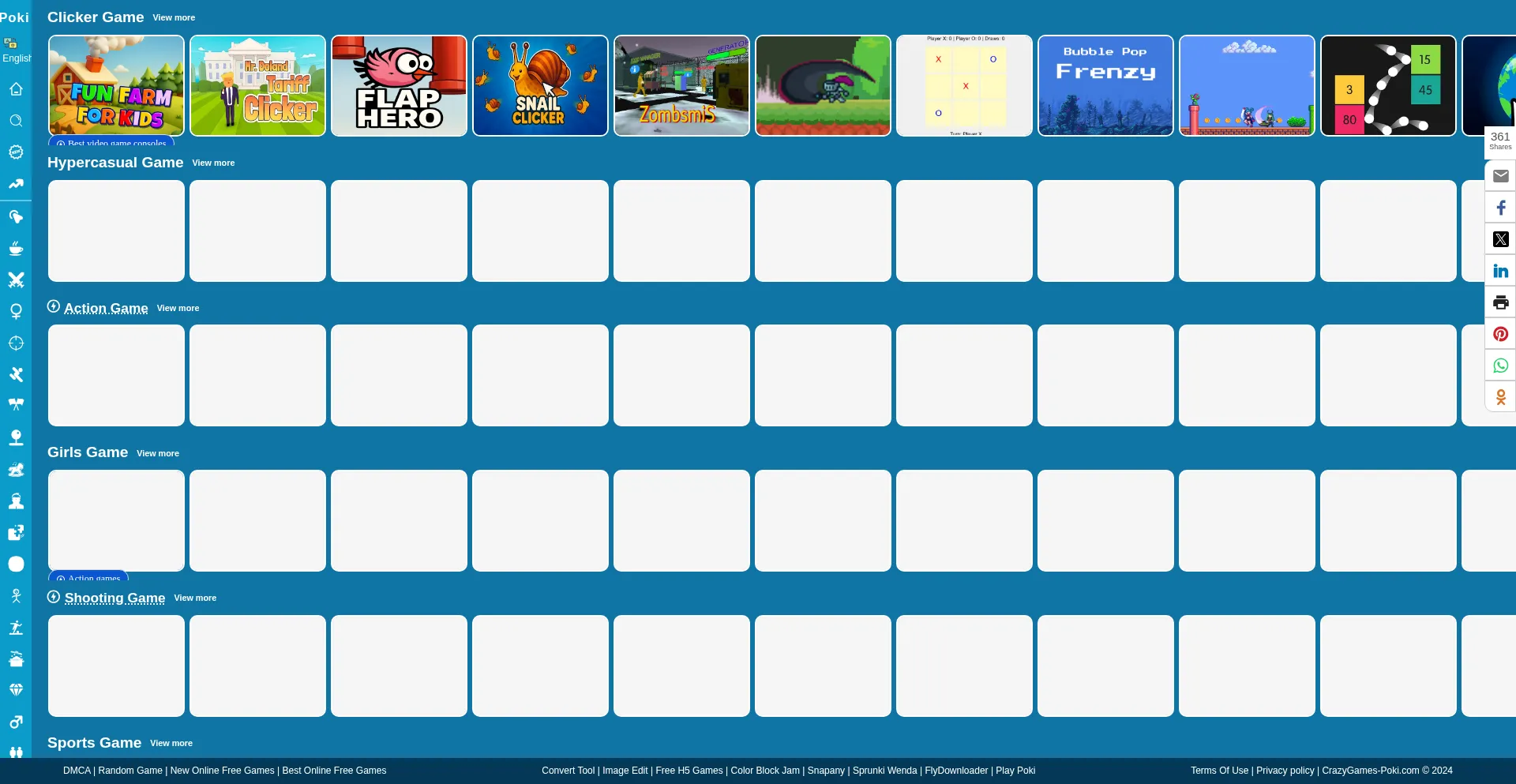 Website screenshot of Crazygames-poki.com