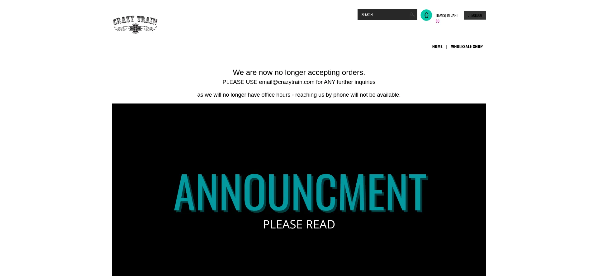 Website screenshot of Crazytrain.com