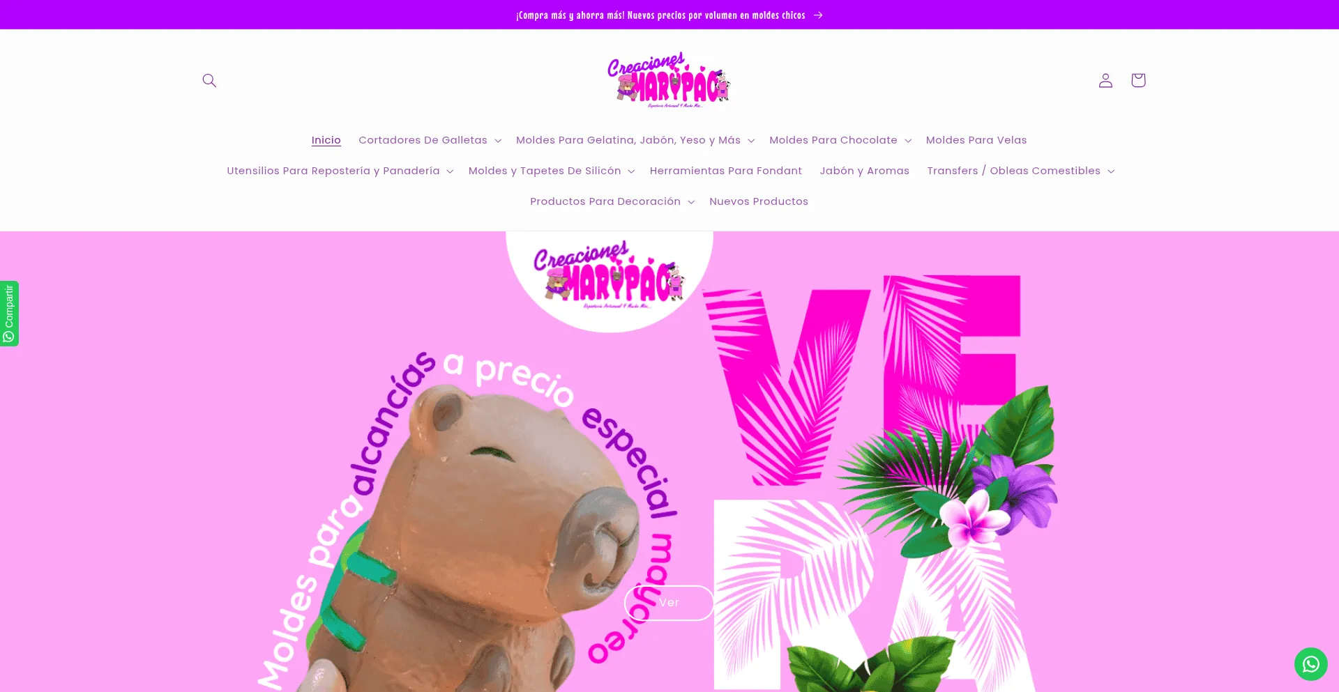 Website screenshot of Creacionesmarypao.com
