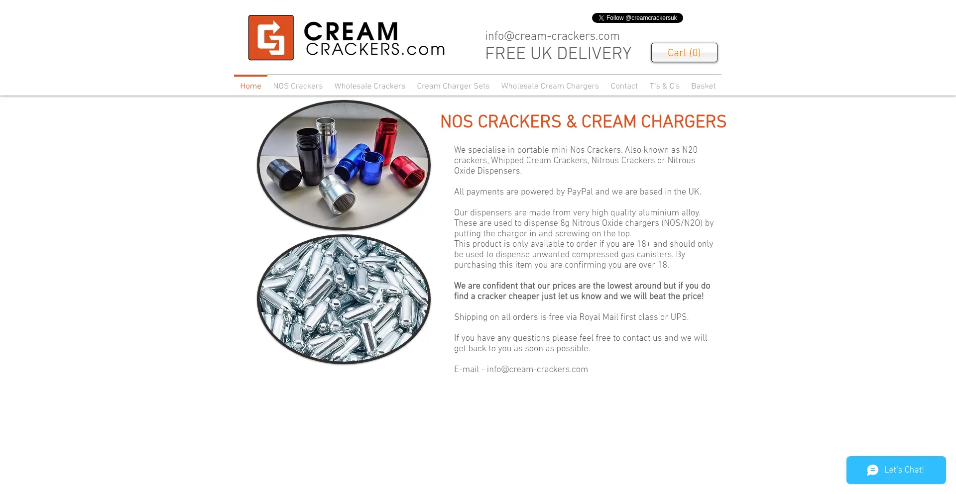 Website screenshot of Cream-crackers.com