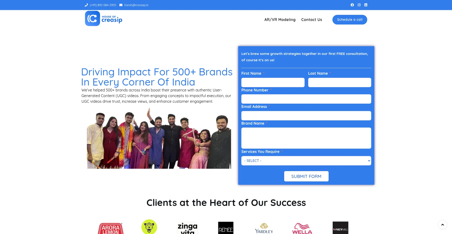 Website screenshot of Creasip.com