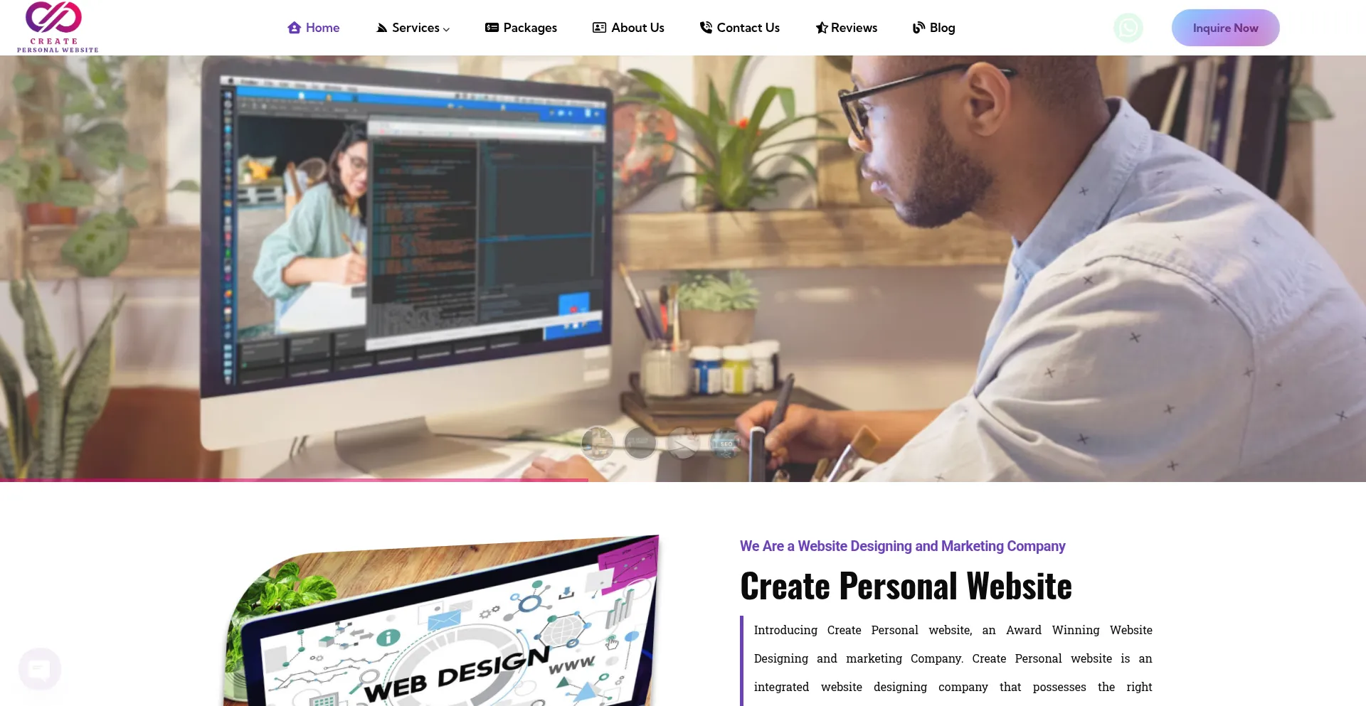 Website screenshot of Createpersonalwebsite.com