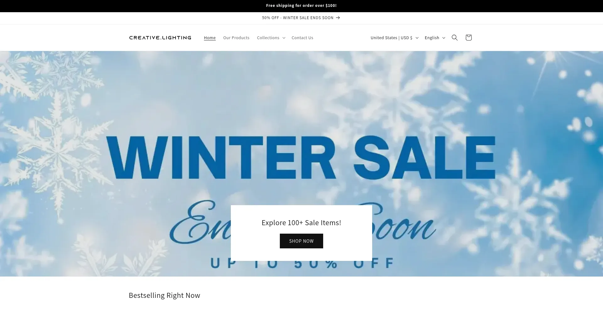 Website screenshot of Creative-lighting.co
