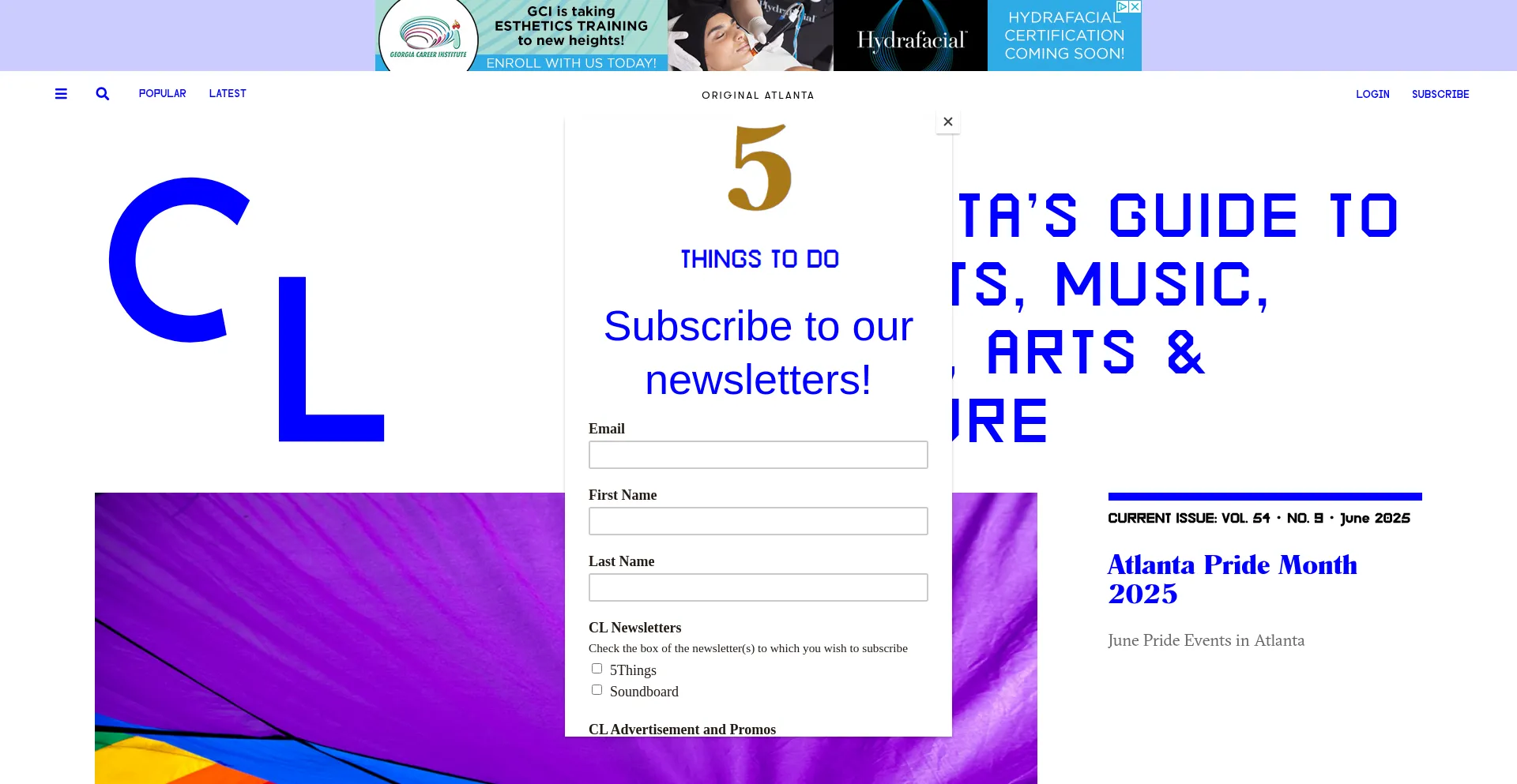 Website screenshot of Creativeloafing.com