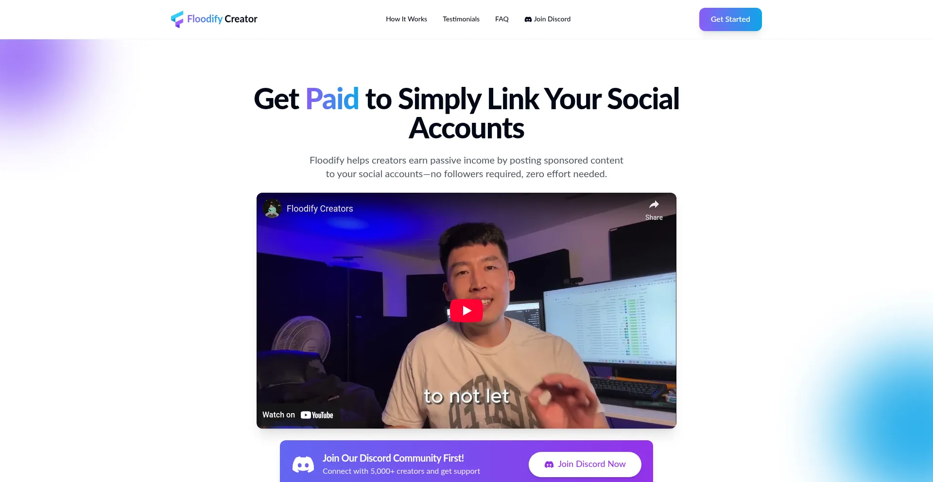 Website screenshot of Creator.floodify.io