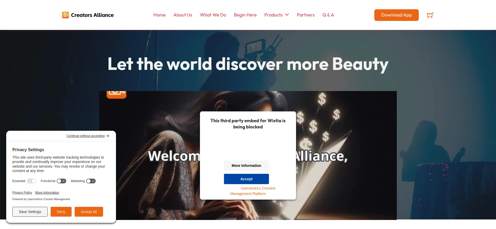 Website screenshot of Creatorsintexas.com