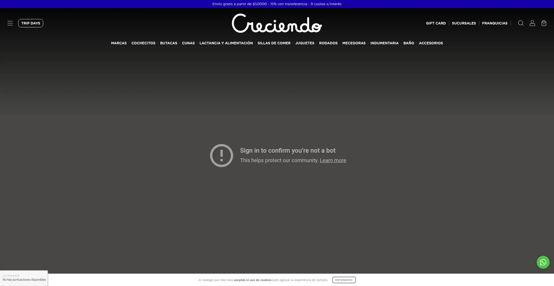 Website screenshot of Creciendo.com