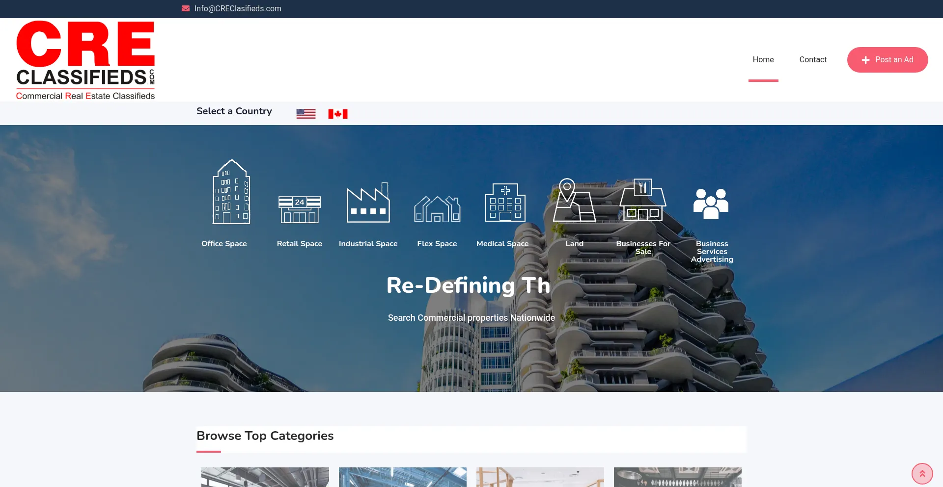 Website screenshot of Creclassifieds.com