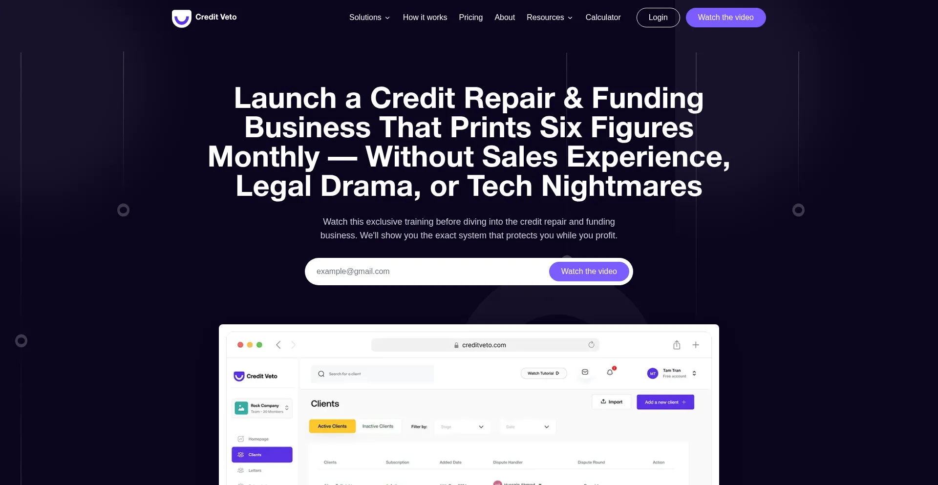 Website screenshot of Creditvetopro.com