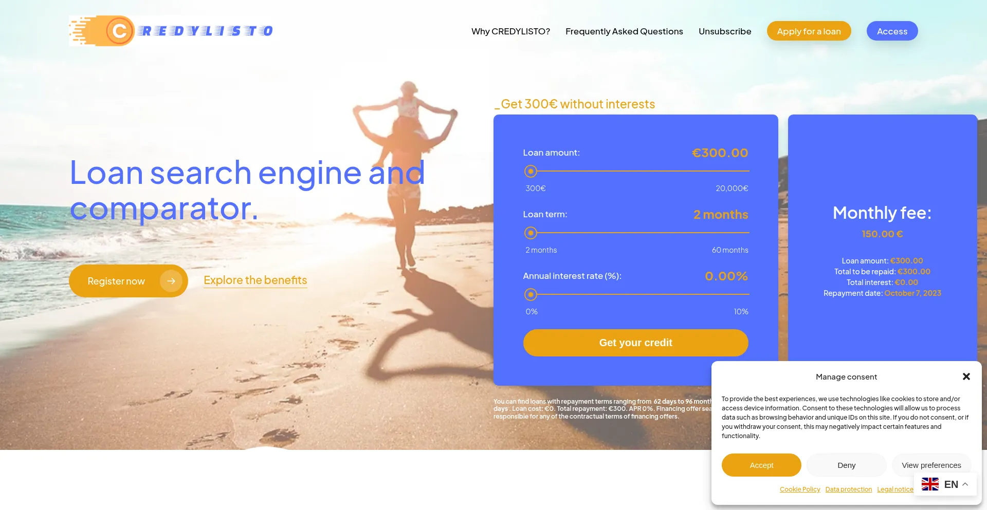Website screenshot of Credylisto.com