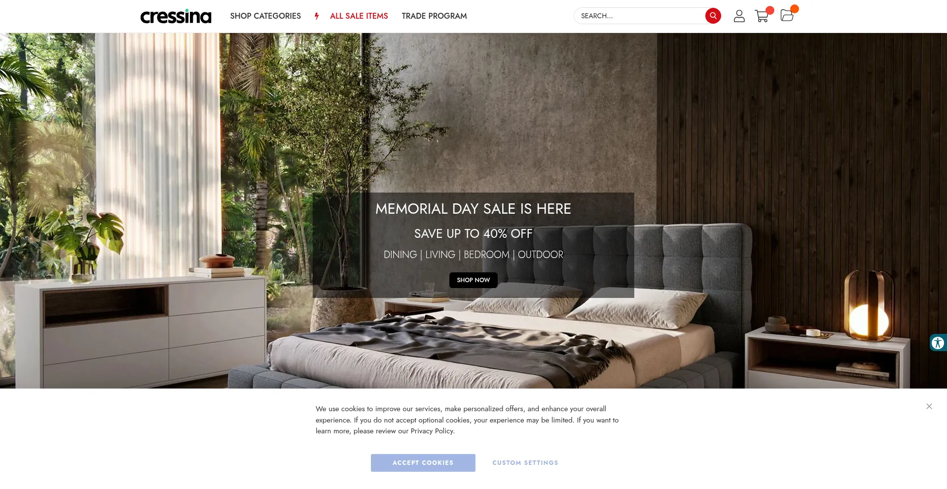 Website screenshot of Cressina.com