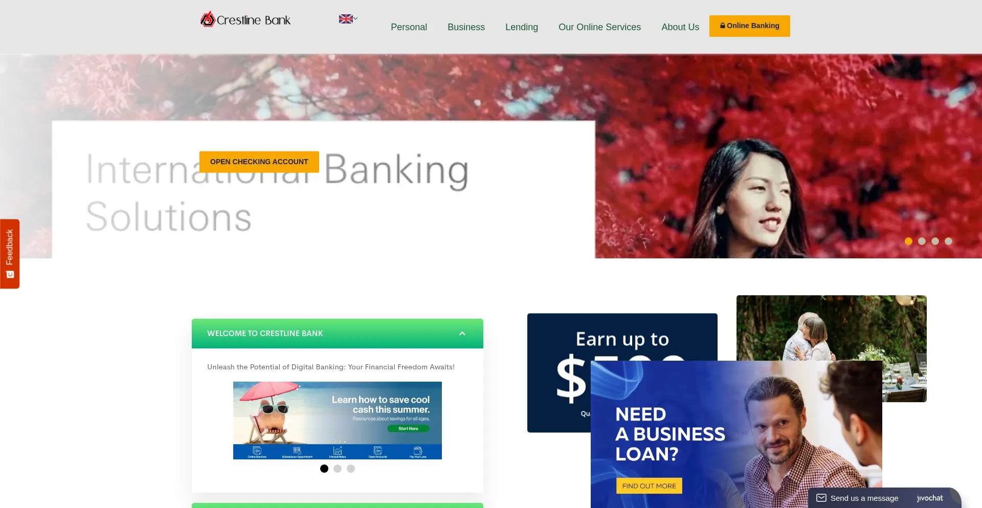 Website screenshot of Crestlinebk.org
