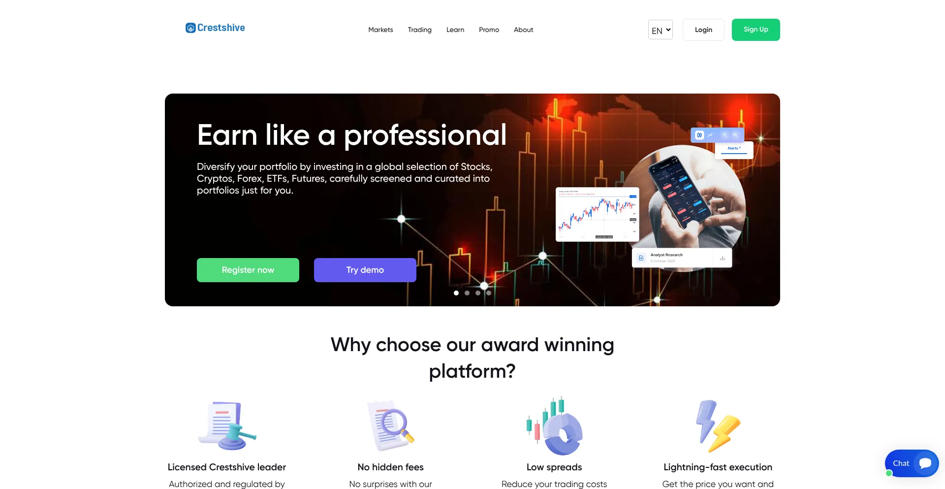 Website screenshot of Crestshive.com