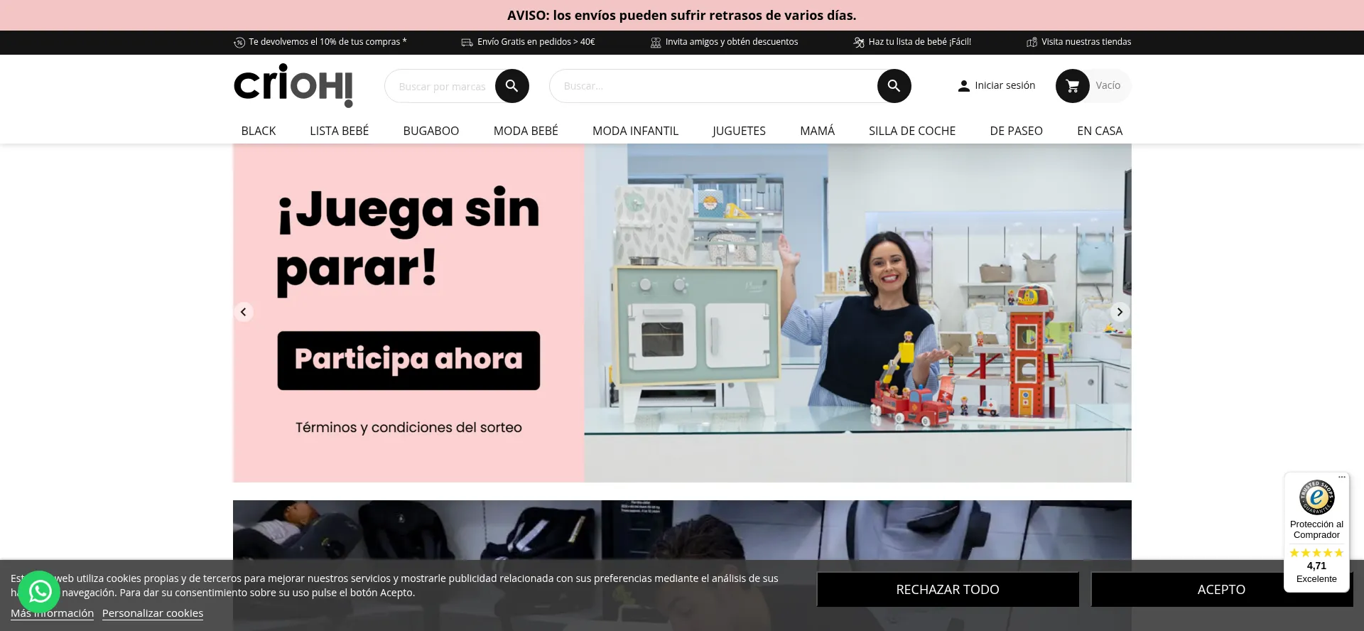 Website screenshot of Crioh.com