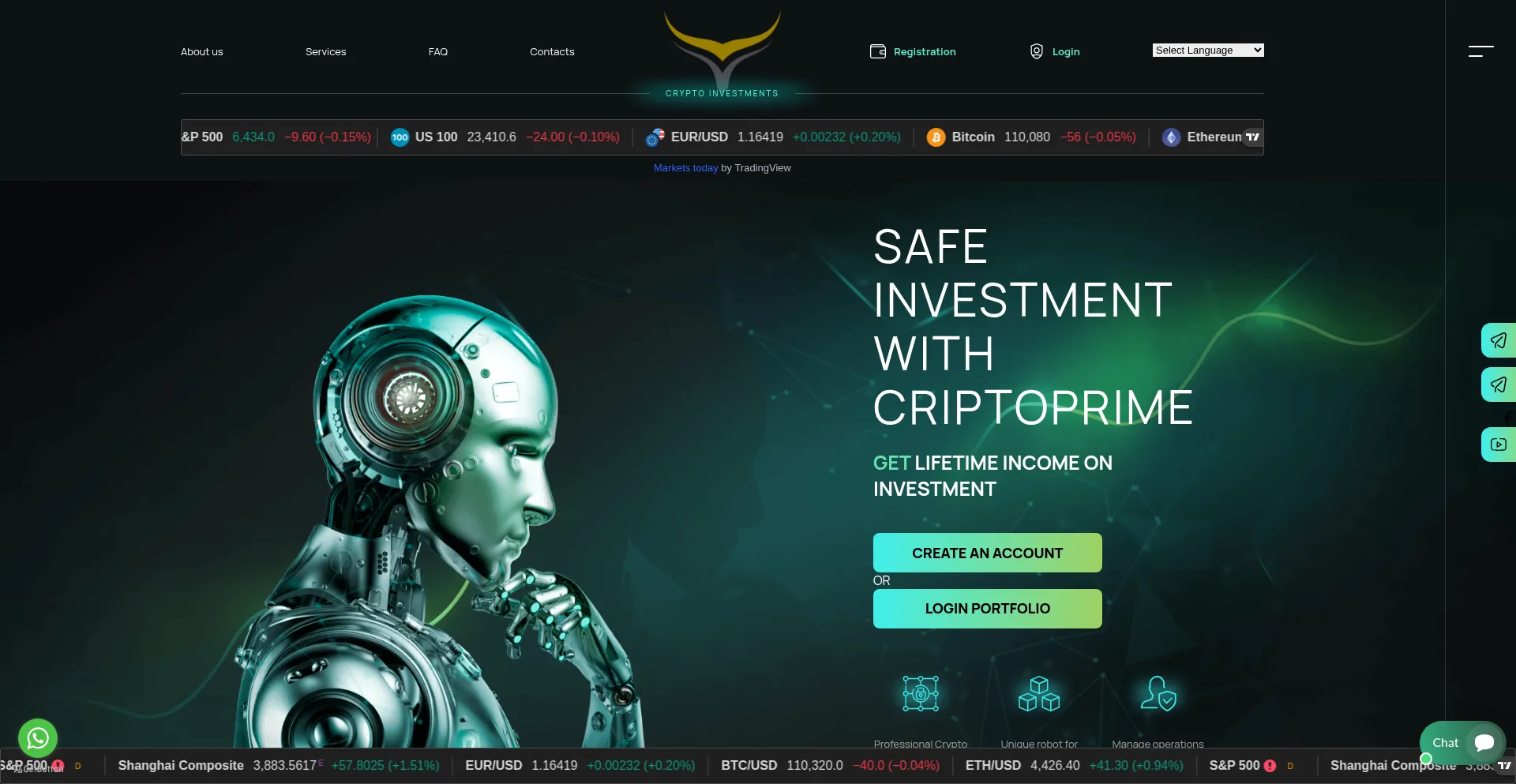Website screenshot of Criptosprime.com