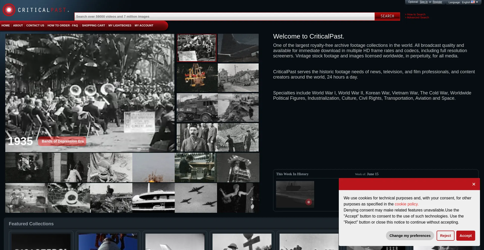 Website screenshot of Criticalpast.com