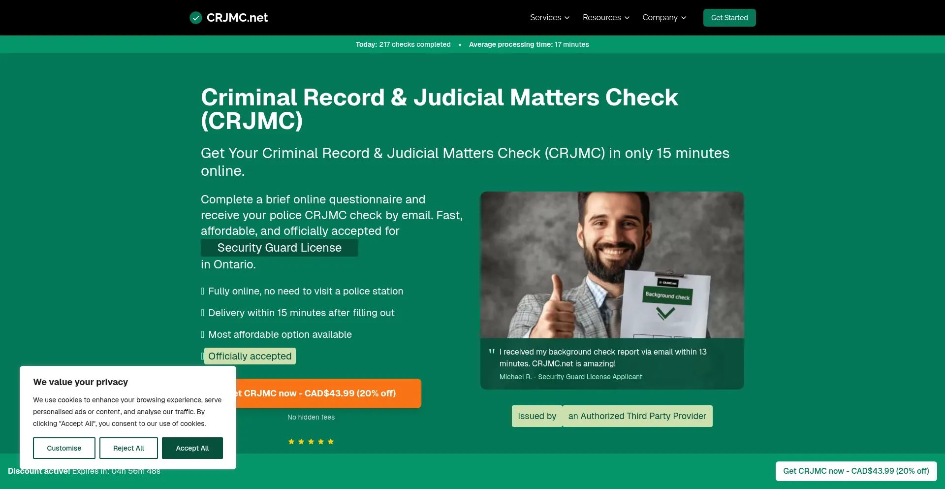 Website screenshot of Crjmc.net