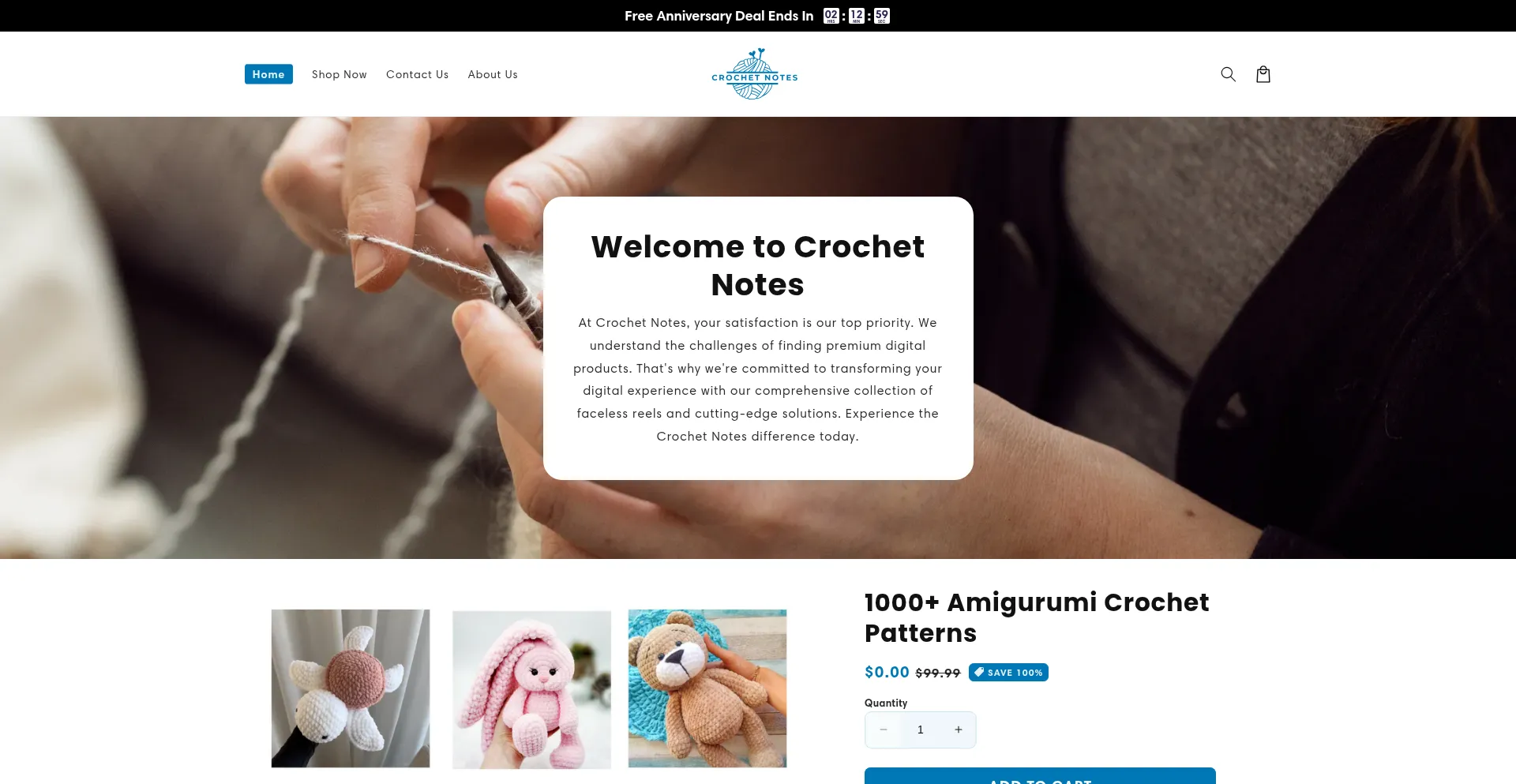 Website screenshot of Crochetnotes.com