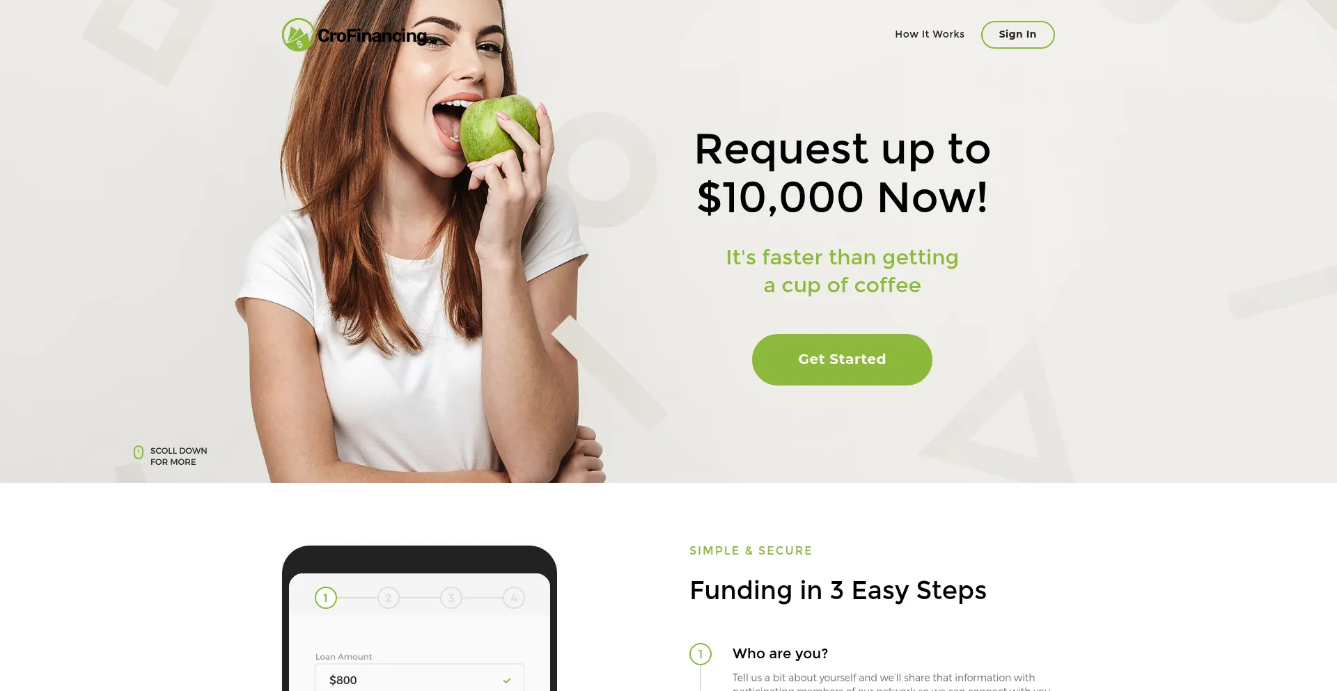 Website screenshot of Crofinancing.com