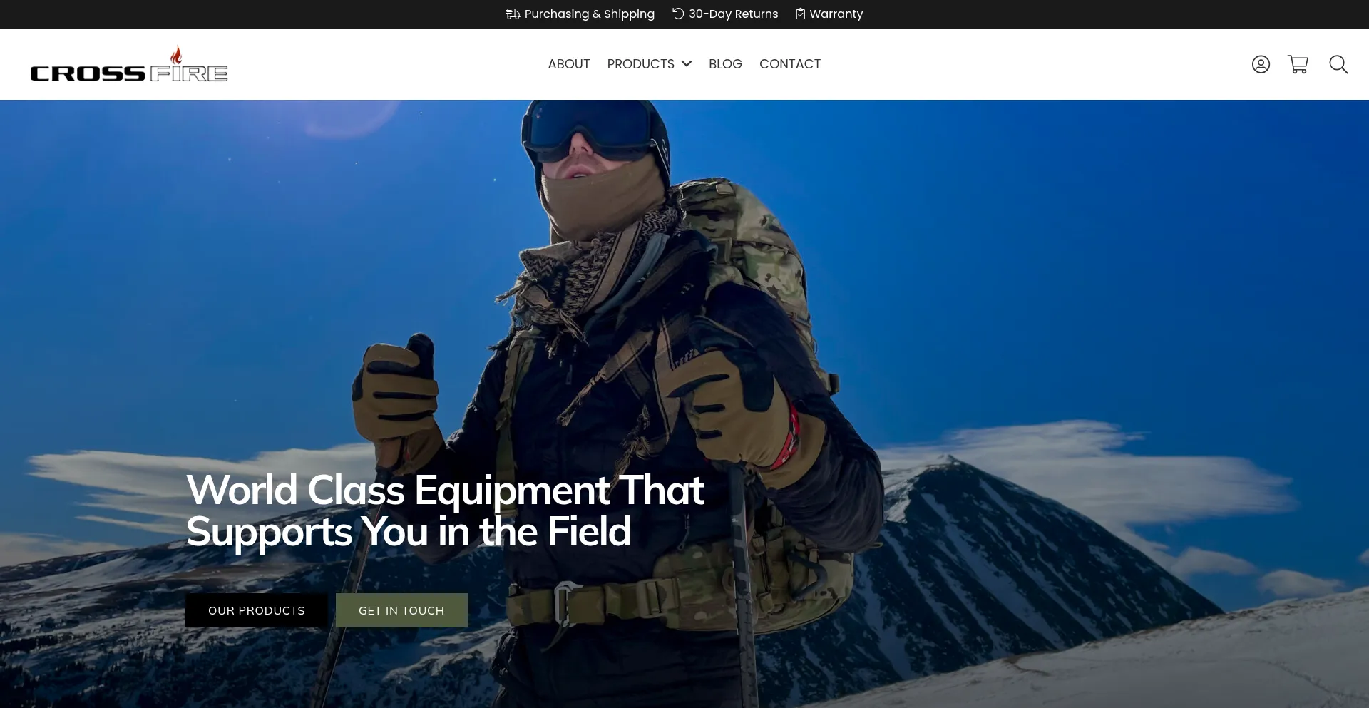 Website screenshot of Crossfirepacks.com