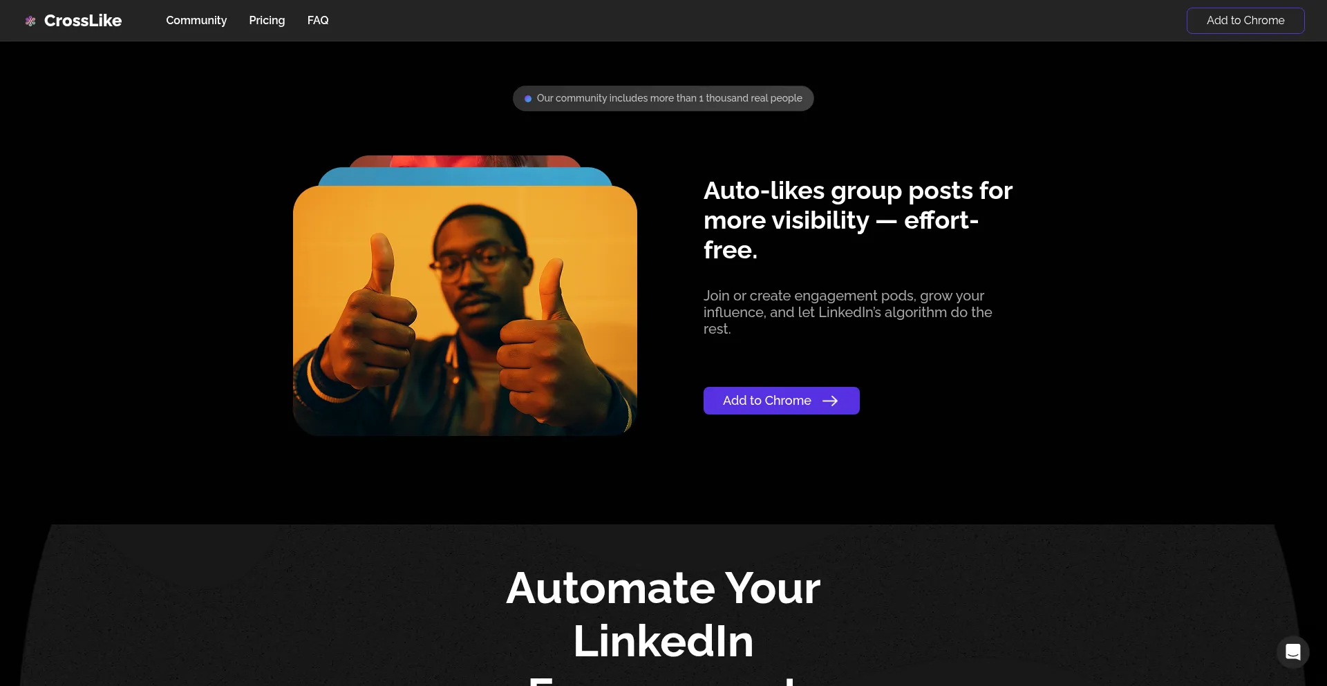 Website screenshot of Crosslike.club