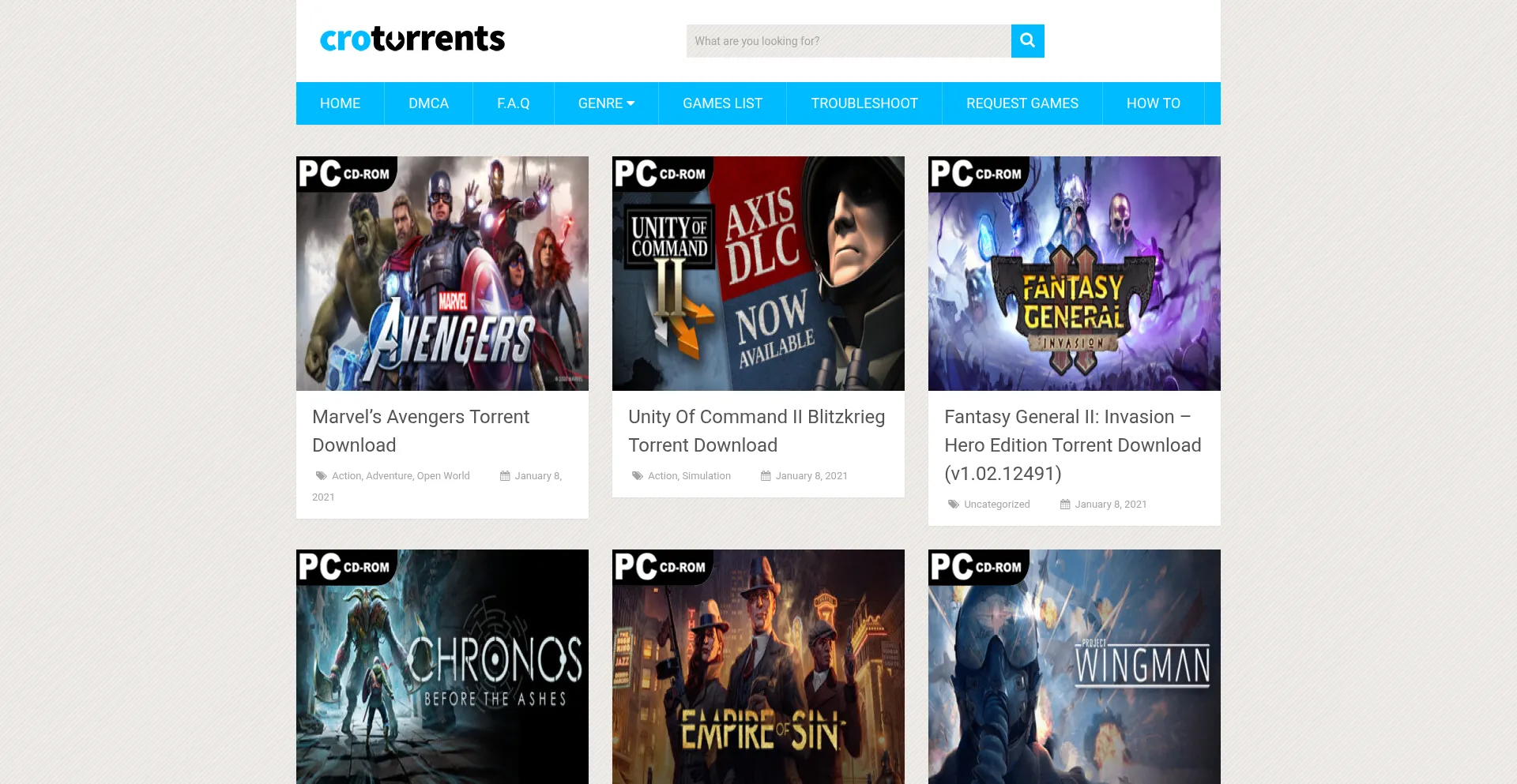 Website screenshot of Crotorrents.com