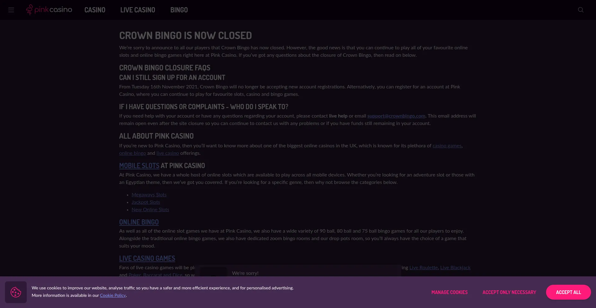Crownbingo.com Screenshot