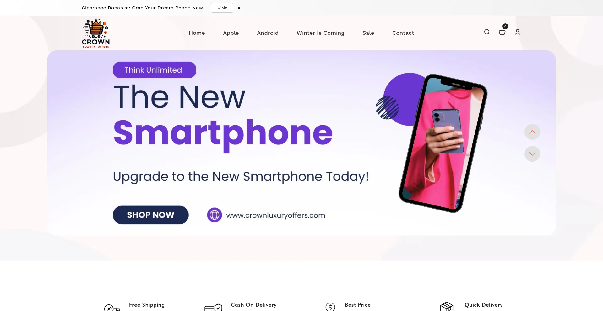 Website screenshot of Crownluxuryoffers.com
