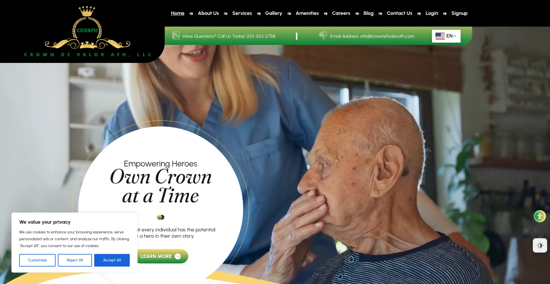 Website screenshot of Crownofvalorafh.com