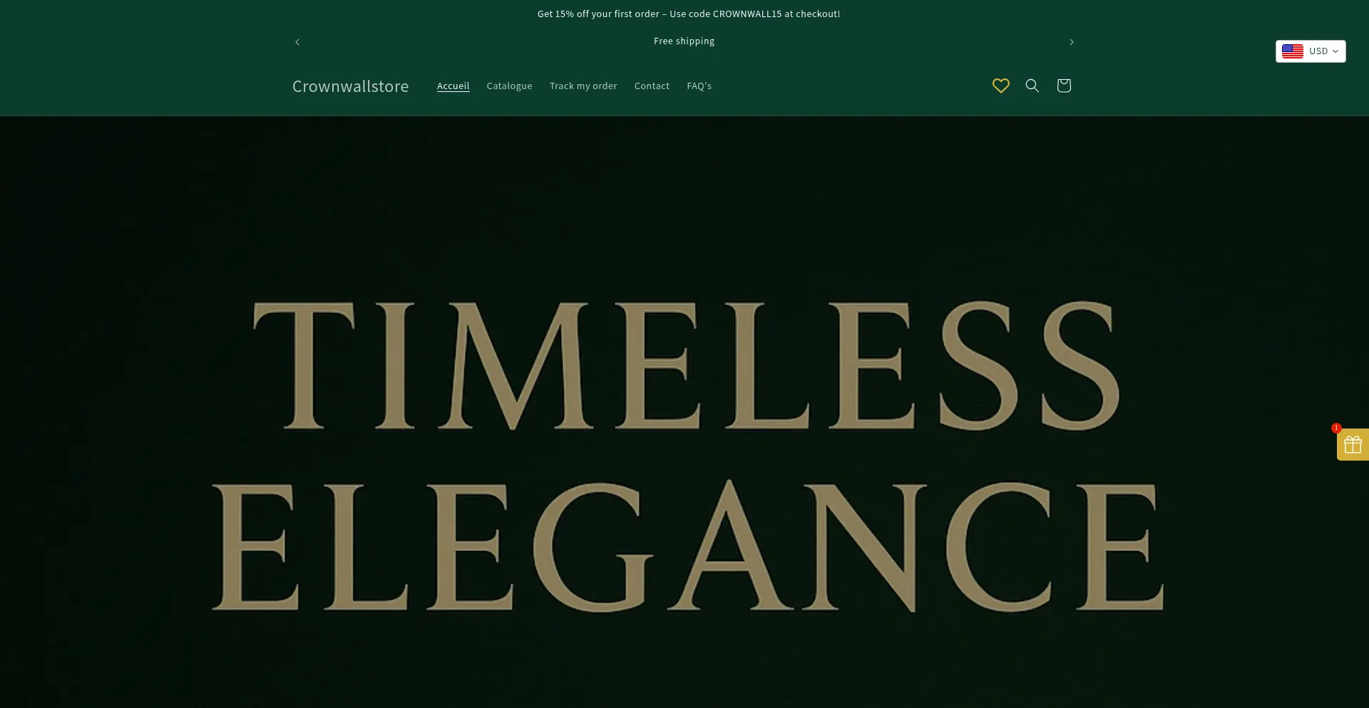 Website screenshot of Crownwallstore.com