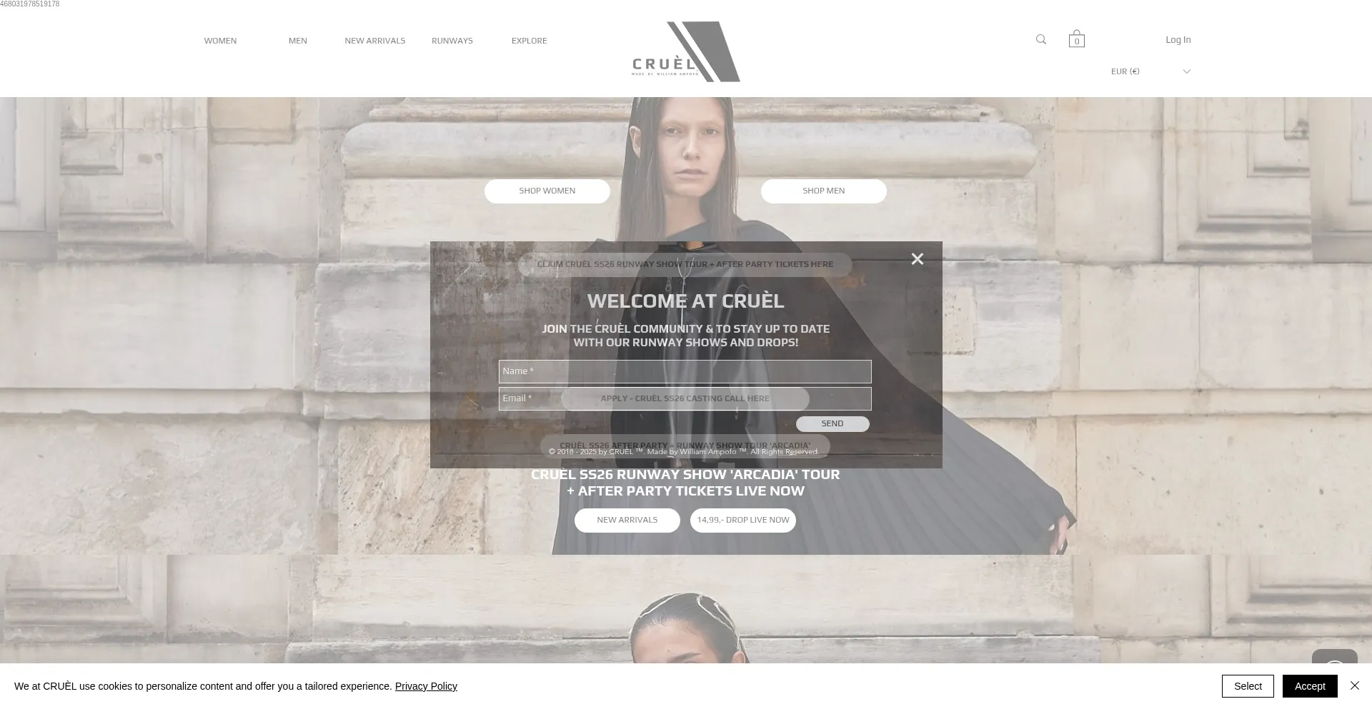 Website screenshot of Cruelinc.com