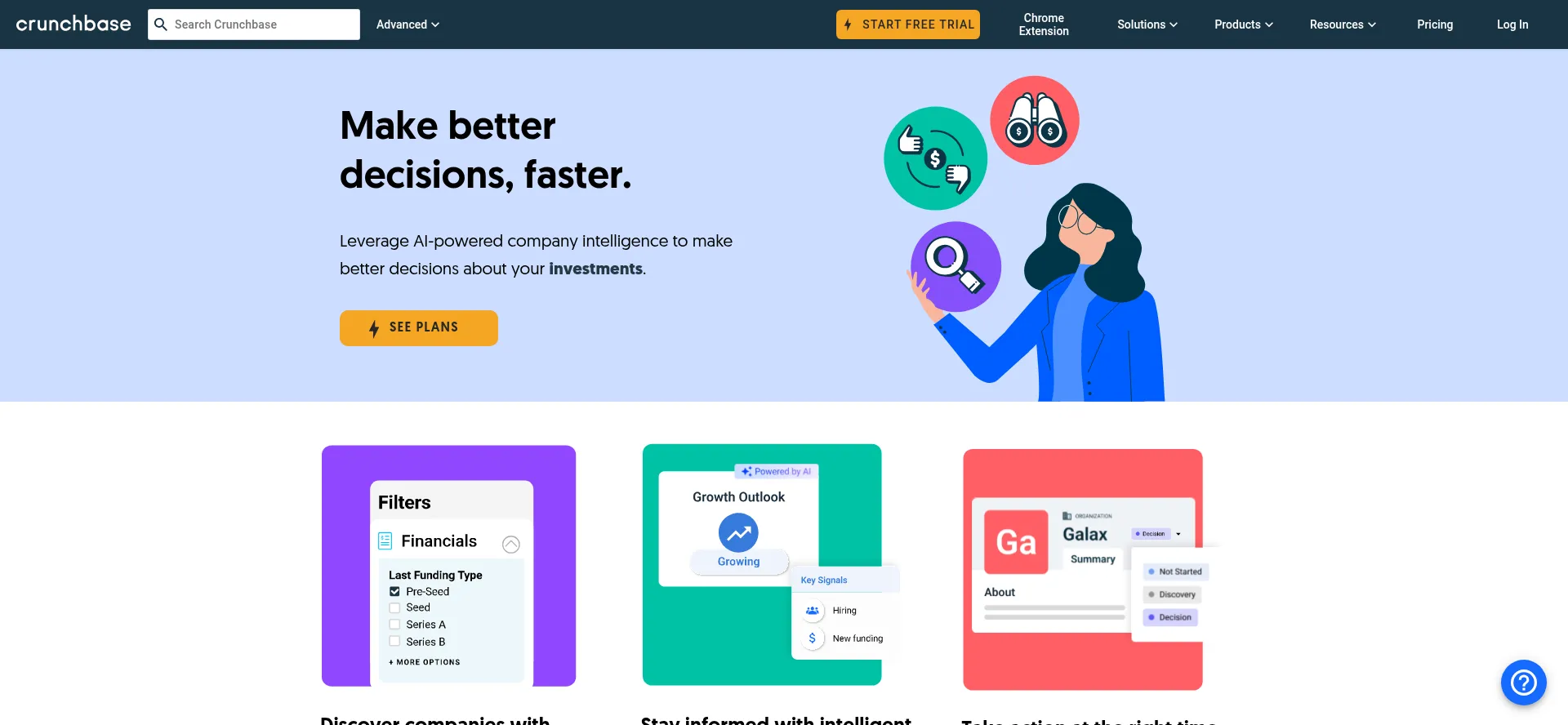 Website screenshot of Crunchbase.com