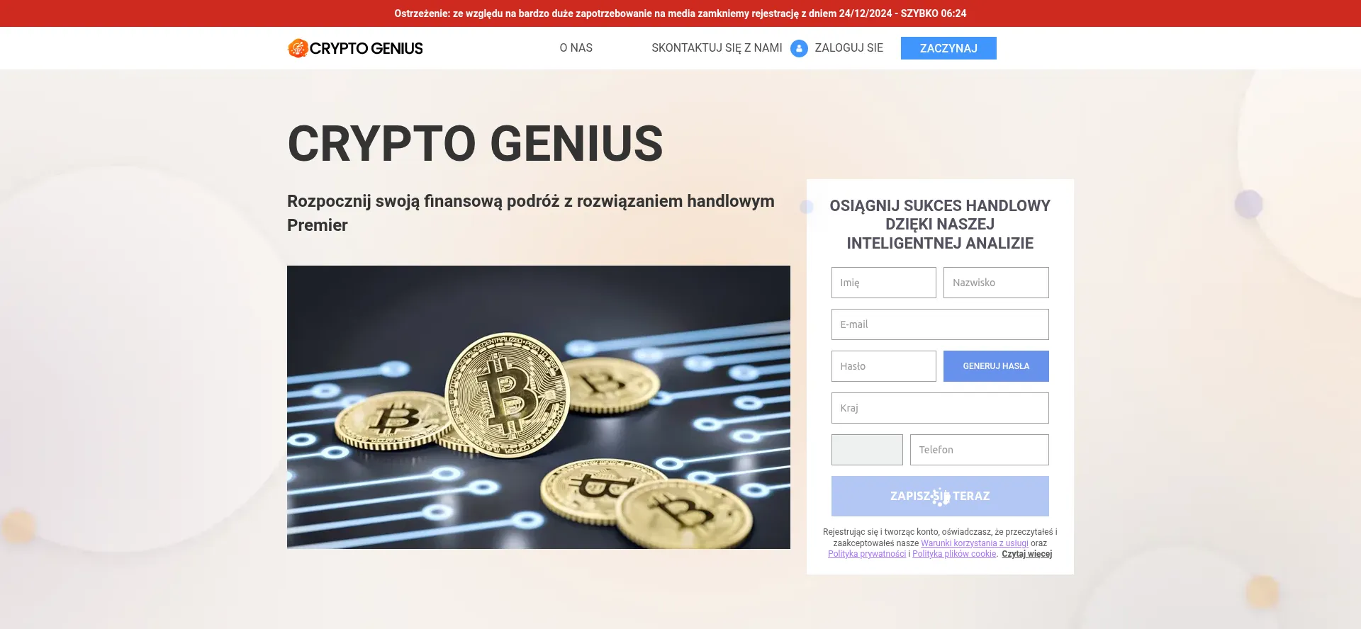 Website screenshot of Crypto-genius-app.com