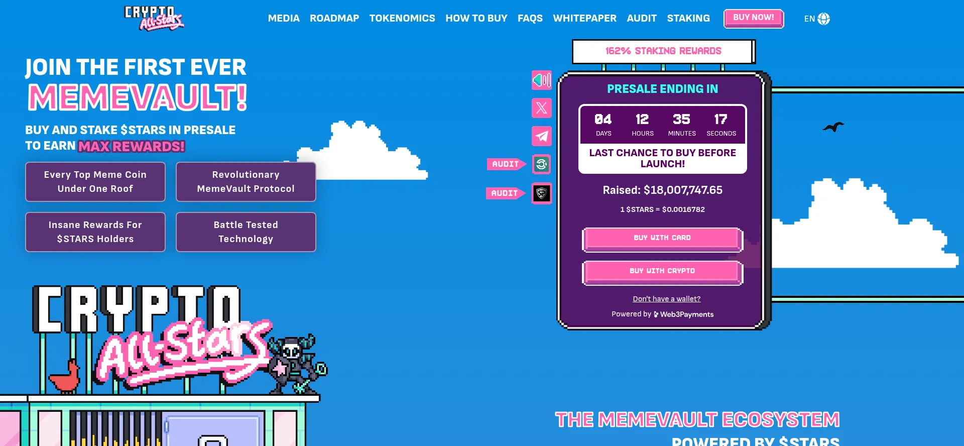 Website screenshot of Cryptoallstars.io