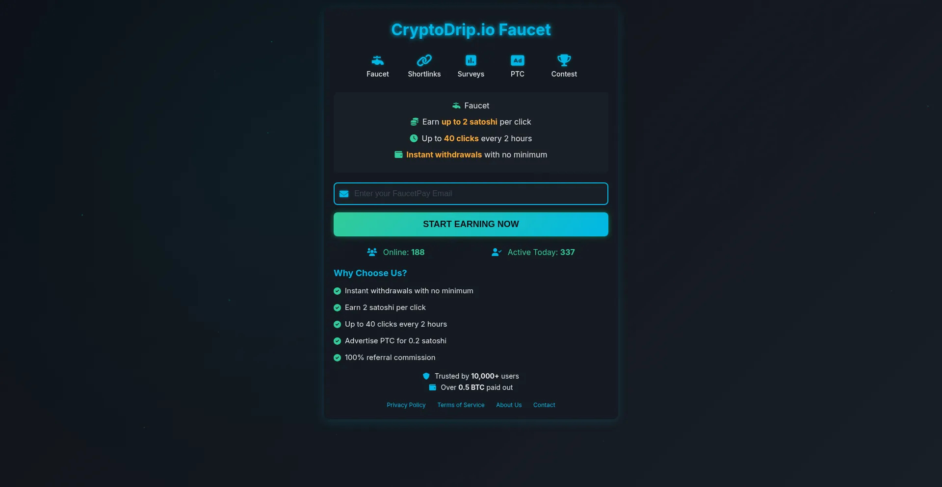 Website screenshot of Cryptodrip.io