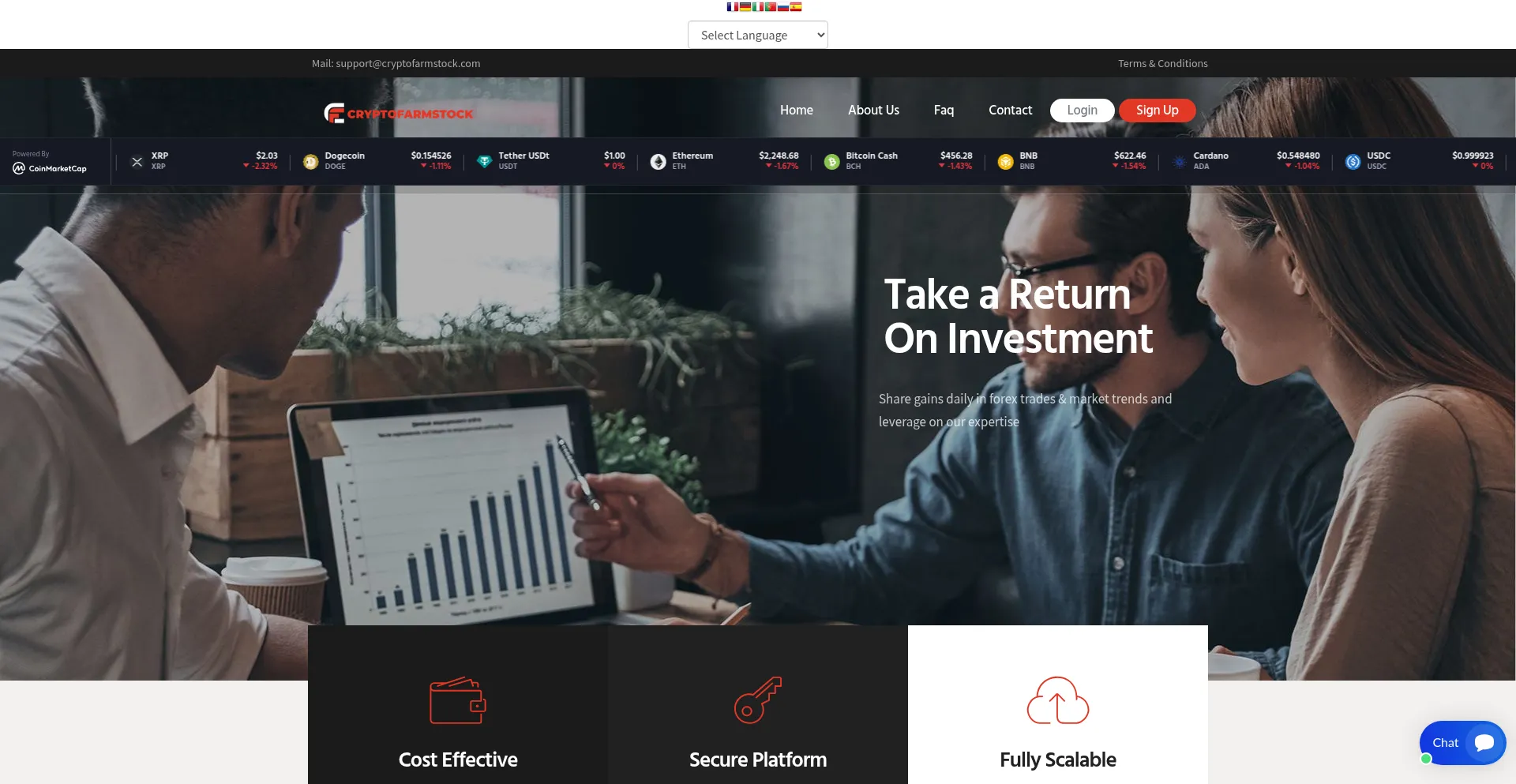 Website screenshot of Cryptofarmstock.com