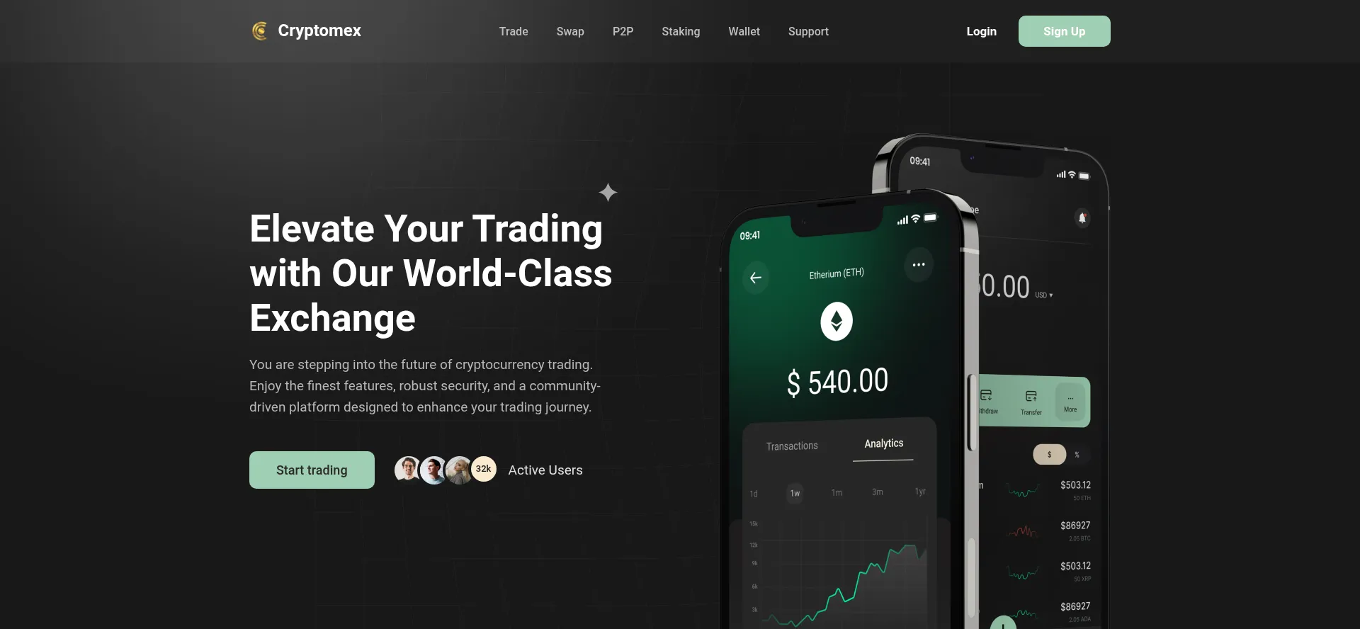 Website screenshot of Cryptomex.net