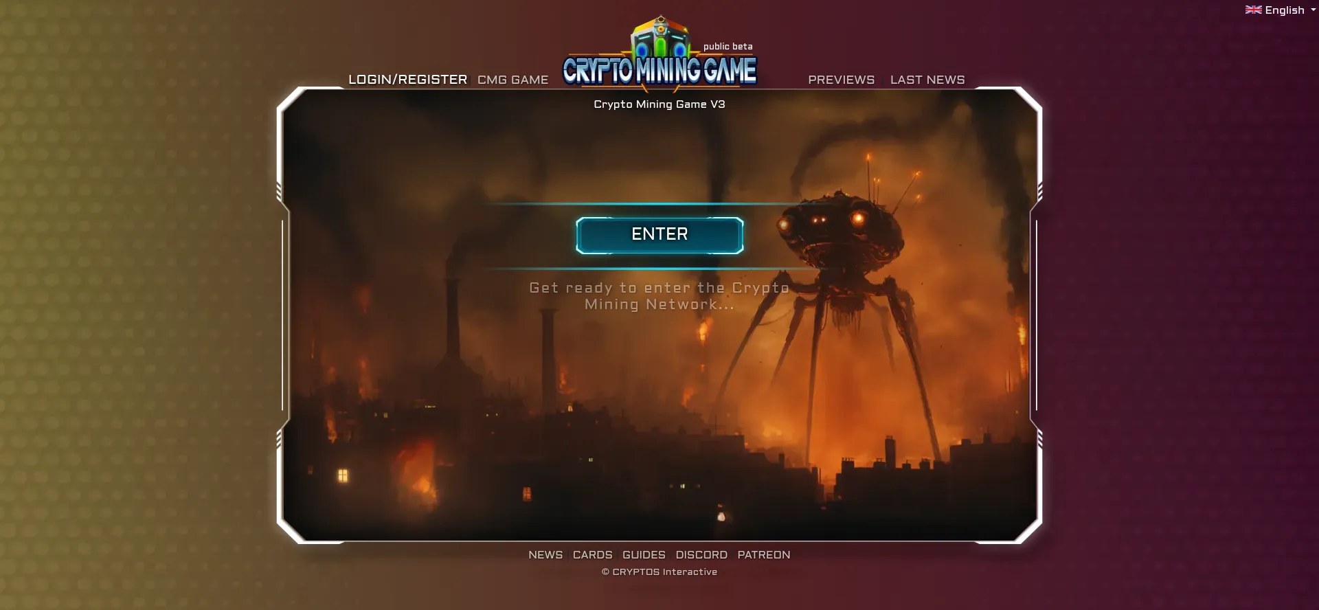 Website screenshot of Cryptomininggame.com