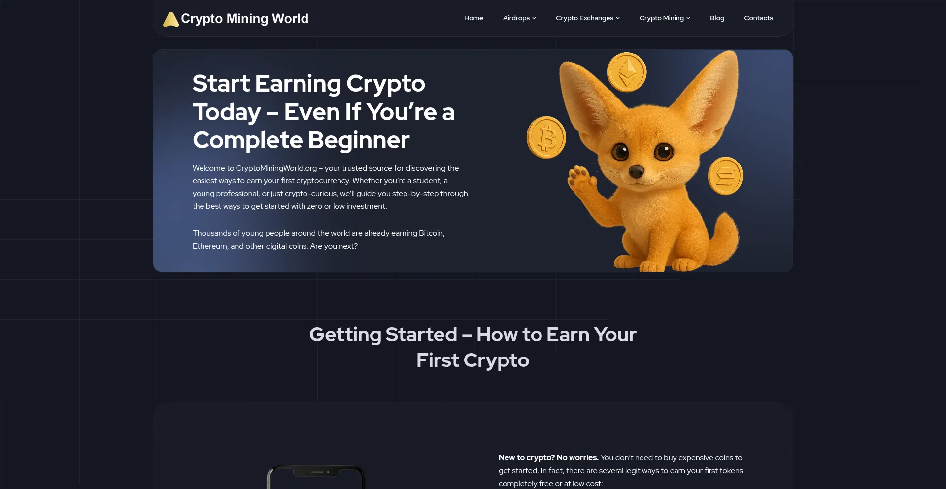 Website screenshot of Cryptominingworld.org