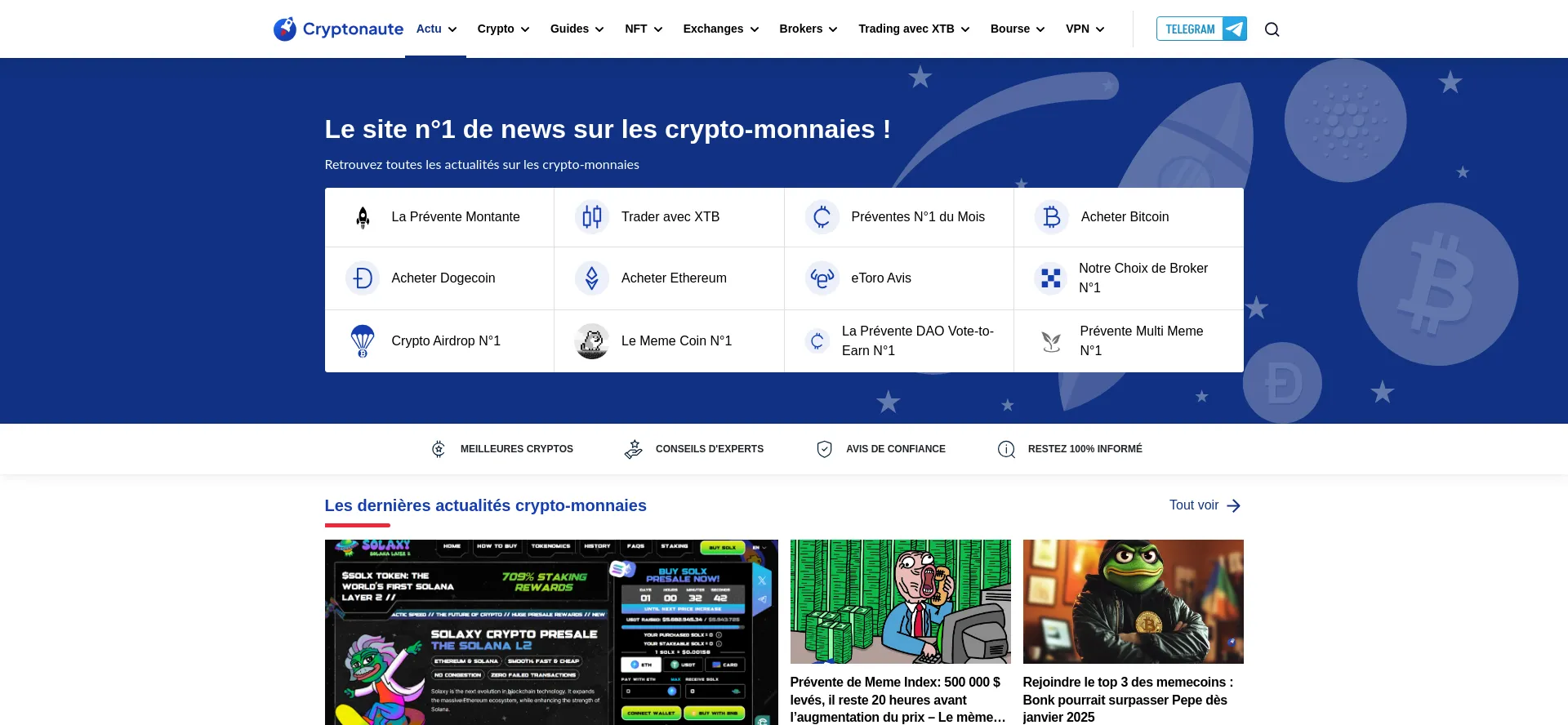 Website screenshot of Cryptonaute.fr