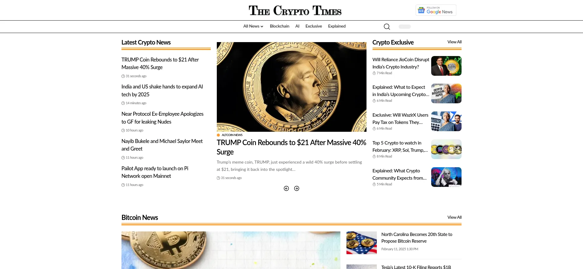 Website screenshot of Cryptotimes.io