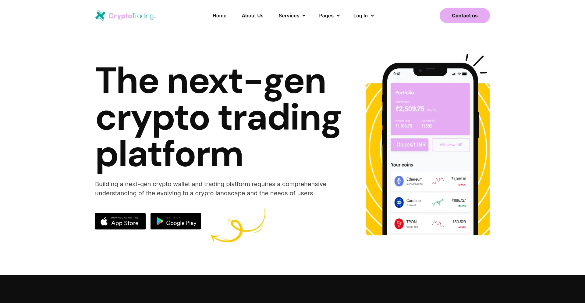 Website screenshot of Cryptotrading.bond