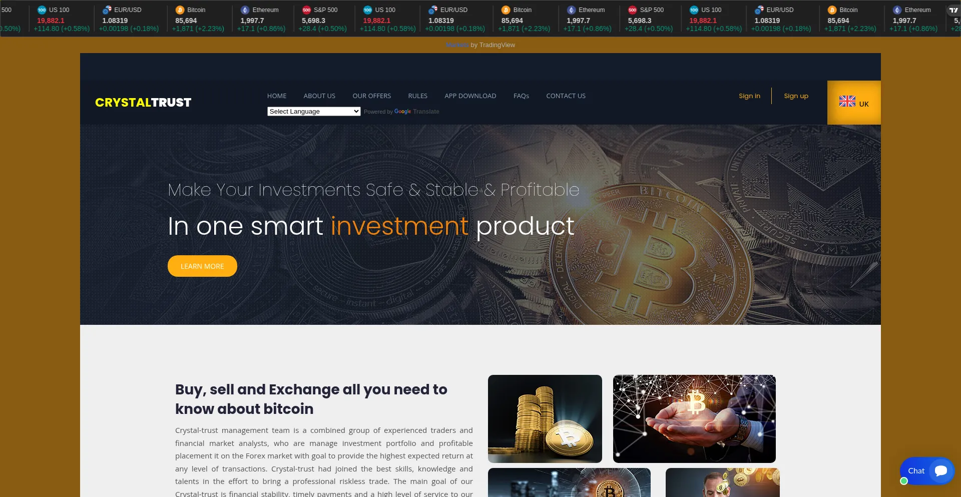 Website screenshot of Crystal-trust.com