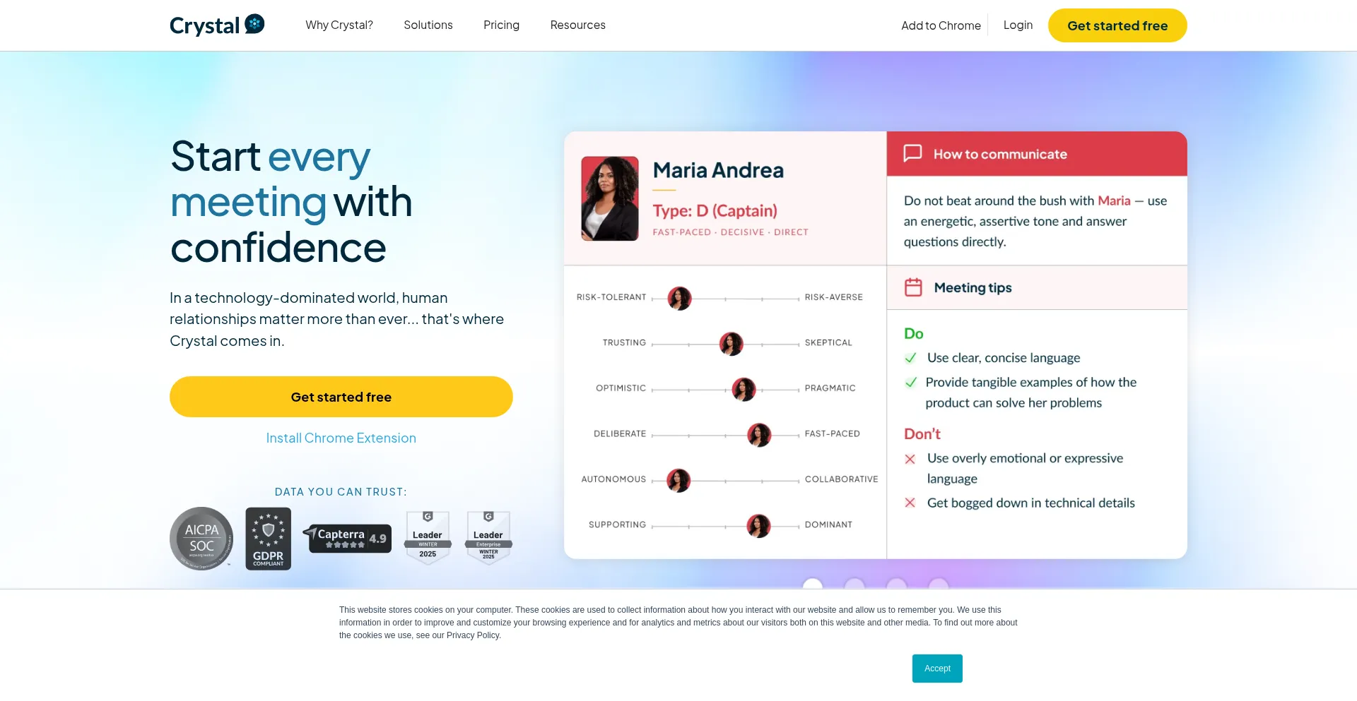 Website screenshot of Crystalknows.com