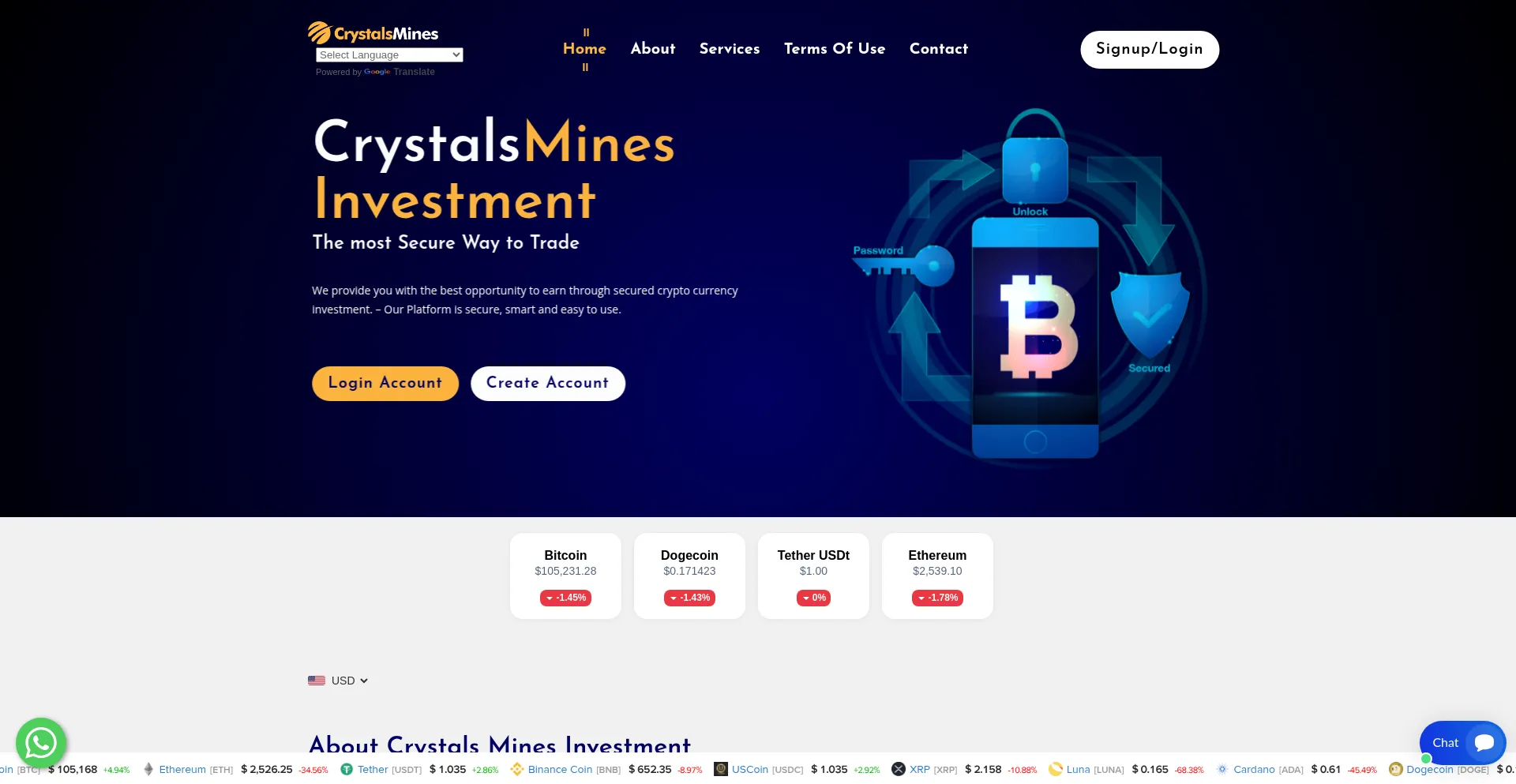 Website screenshot of Crystals-mines.org