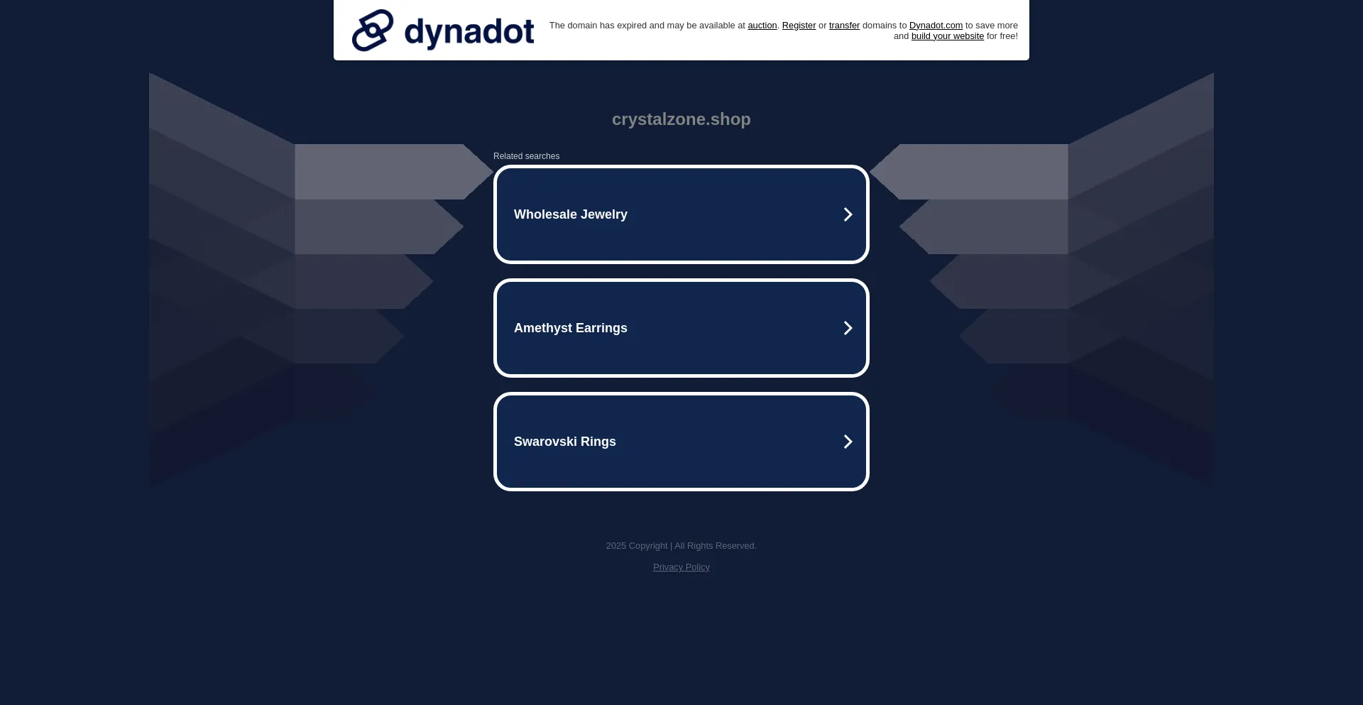 Website screenshot of Crystalzone.shop